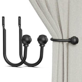 Hion Curtain Holdbacks Black 2pcs, Curtain Tiebacks Wall Mounted Curtain Hooks Holders for Drapes
