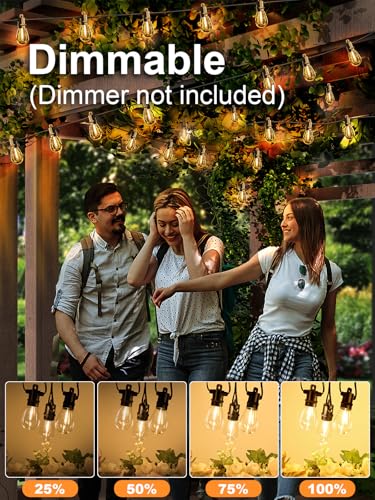 Svater Outdoor String Lights 150 FT, Patio Lights for Outside with Shatterproof Bulbs, IP65 Waterproof Commercial Grade LED Hanging Light for Backyard Bistro Market Cafe, Black