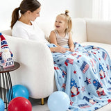 Cozy Bliss Gnome Patriotic Throw Blanket - 4th of July Warm MilkyPlush Throw Blankets,Ultra Soft Cozy Blankets for Couch,Sofa and Bed,Blue,50"x60"