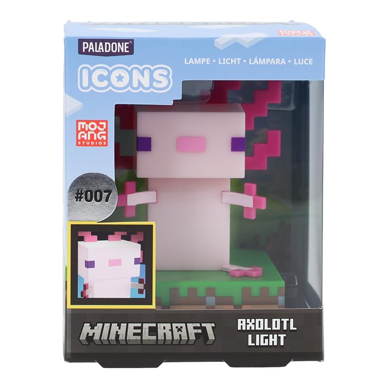 Paladone Minecraft Officially Licensed Axolotl Free Standing Desk Light, Gaming Room Decor and Merchandise for Boys and Girls, Nightlight Gift Accessory for Playroom and Bedroom