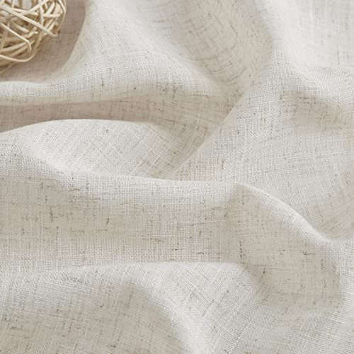 Vision Home Natural Pinch Pleated Semi Sheer Curtains Textured Linen Blended Light Filtering Window Curtains 84 inch for Living Room Bedroom Pinch Pleat Drapes with Hooks 2 Panels 42" Wx84 L
