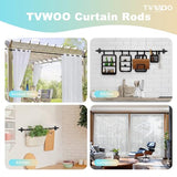 TVWOO Wrap Around Curtain Rods,Black Curtain Rods 28 to 48 Inch,5/8 Inch Adjustable Blackout Curtain Rod Set,Room Darkening Single Window Rod,Metal Thicken Hidden Curved Drapery Rod 28-48",Matte Black