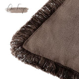 Foindtower Decorative Linen Fringe Throw Pillow Covers 22×22 Reddish Brown