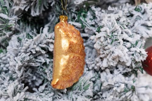 2 Pack Hand Blown Glass Pierogi Ornament, Premium Polish Food Christmas Ornaments for Christmas Tree, Hand Painted Glass Polish Pierogi Dumpling Ornament