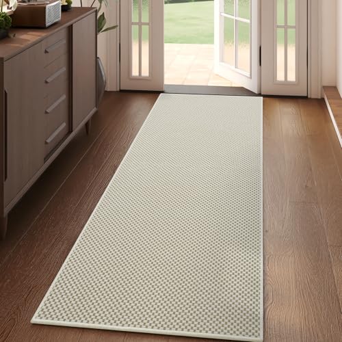 Hallway Runner Rug Woven Washable Long Kitchen Runner Beige 2x5 ft