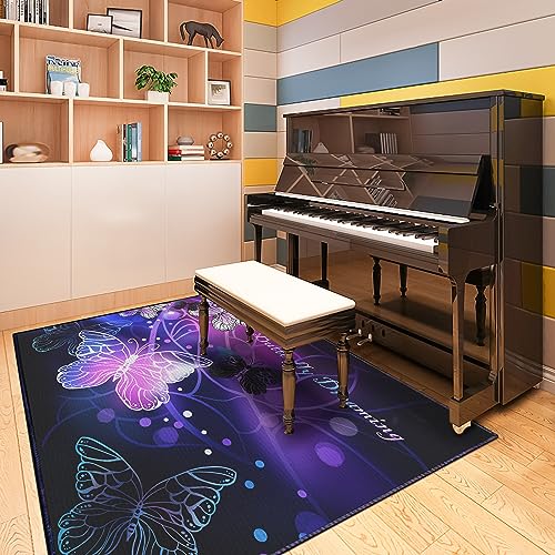 Sunnycitron Purple Butterfly Area Rugs Girls Player Rug Room Decor Teens Room Mat Carpet Decor for Bedroom Living Room Playroom Carpet (59"x39")