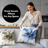 Americanflat 20x20 Throw Pillow with Sewn-in Insert - All-in-One Decorative Pillows - No Cover Needed - Soft and Durable Cushion for Bed or Sofa - Polyester - White and Indigo