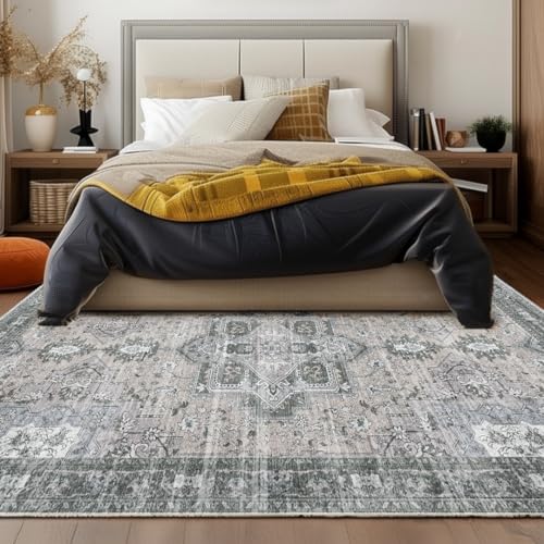 Muddy Mat® Blue Bell 2x3 Washable Area Rugs for Living Room, Bedroom & Dining Room – Modern Soft Low Pile Non Slip Carpet – Pet Friendly Waterproof Foldable Rugs for Home