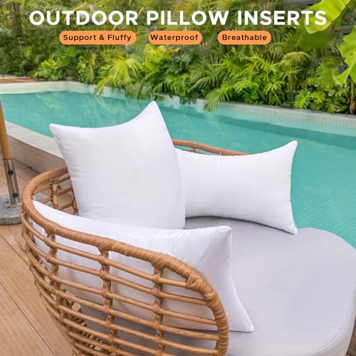 12 x 20 Outdoor Pillow Insert Set of 2 Lumbar Throw Pillow Inserts Waterproof for Couch Porch Outside Patio Furniture Decorative Pillows White Rectangle Sofa Cushion Stuffer
