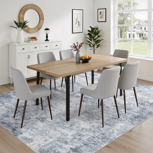 WITSHOCK 5x7 Area Rugs for Living Room: Machine Washable - Non Slip Modern Abstract Rug for Bedroom Under Dining - Stain Resistant for Household - Pet Owners (Blue)