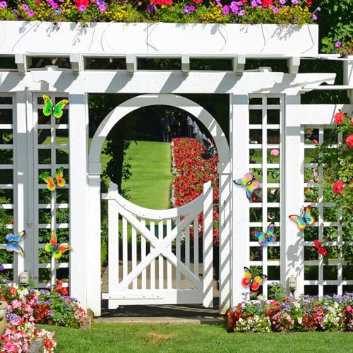 Distella Outdoor Metal Butterfly Wall Decor, 8 pcs Exquisite Outdoor Wall Art Sculpture Hanging Decoration for Outside Garden Balcony Fence Courtyard Farm Decorations