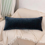 Chenille Lumbar Pillow Covers 14X36 inch Dark Blue