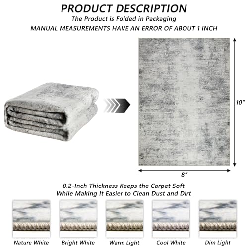 Modern Abstract 8x10 Area Rug, Machine Washable Non-Slip  Foldable Carpet