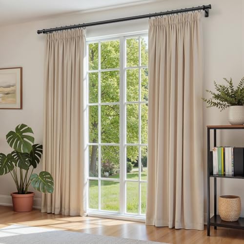1 Inch Blackout Curtain Rods for Windows Patio, Adjustable Room Divider Curtain Rod Wall Mount & Ceiling Mount for Indoor & Outdoor, Black, 72" to 144"