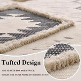 Boho Runner Rug 2'x6', Washable Hallway Rug Runner Non Slip Rubber Backed, Kitchen Farmhouse Area Rug Floor Mat with Tassels, Tufted Woven Cotton Entryway Carpet, Grey