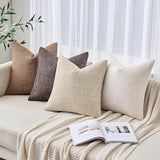 MIULEE Burlap Linen Throw Pillow Covers 20x20 Inch Set of 2 Beige