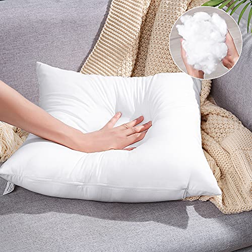 OTOSTAR Throw Pillows Inserts 20x20 Inches, Set of 8 Square Form Cushion Stuffer for Couch, Sofa, Bed - Indoor Decorative Pillows Inserts - White