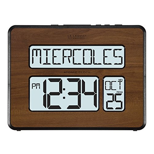 La Crosse Technology 513-1419BL-WA-INT Atomic Large Full Digital Calendar Clock