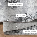 Kelarea Living Room Rug 4x6 Grey Area Rug Machine Washable Rugs, Non Slip Abstract Vintage Indoor Carpet for Bedroom, Nursery, Classroom, Dining Room, Home Office