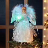 KSA 12" Lighted LED Fiber Optic White and Silver Angel Christmas Tree Topper