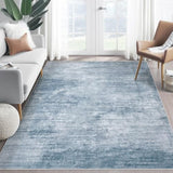 Area Rugs 5x7 Living Room: Washable Rug Modern Abstract Large Rugs Soft Non Slip Neutral Rug Stain Resistant Indoor Carpet for Bedroom Kitchen Dining Room Table Nursery Home Office Rugs(Blue,5'x7')