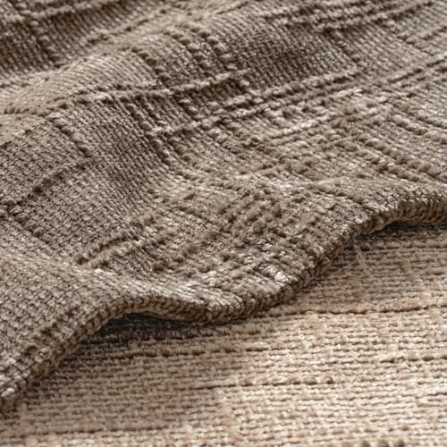 MIULEE Slubby Textured Decorative Euro Pillow Covers Taupe Grey 22x22