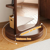 Bear-Shaped Full-Length Floor Mirror with Coat Rack & Storage Shelf, 36x166cm, 360° Rotating, Durable Thickened Solid Wood (Walnut) - Cute Home Decor Accent
