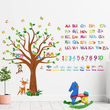 Pajean 4 Sheets Alphabet & Number Wall Decals for Kids Numbers Learning Children Educational Wall Decals ABC Weather Tree Stickers Animal Stickers for Bedroom Classroom Playroom Decor