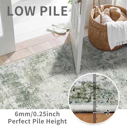 4x16 Runner Rug Non Slip Washable Wide Hallway Rugs Green