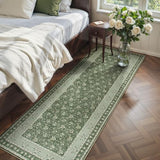 Lahome Green Washable Runner Rug, Low Plie Soft 2x6 Runner Rug Non Slip Kitchen Runner, Vintage Floral Carpet Runners for Bedroom Entryway Bathroom (2'x6', Green)