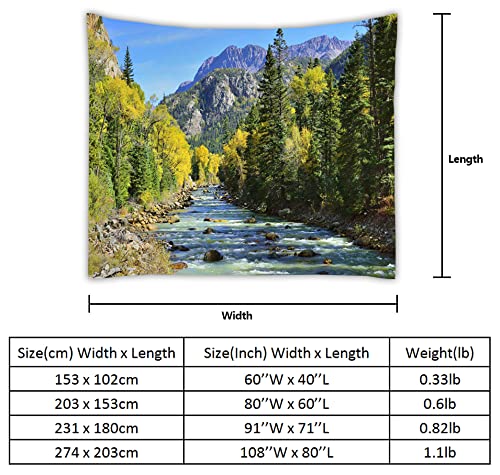 YISURE Nature Mountain Forest Tapestry, Scenic Green Pine Tree Waterfall Landscape Wall Hanging Tapestries for Home Office Dorm Indoor and Outdoor Decoration, 60(W) x40(L) Inch