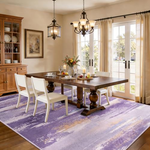 Washable 6x9 Area Rugs for Living Room: Large Modern Abstract Rugs