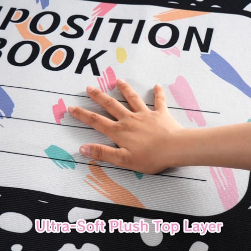 3.3 x 4 ft Large Classroom Rug Composition Notebook Educational Area Rug Back to School Soft Fluffy Pastel Play Carpet Washable Non-Slip Learning Floor Mat for Reading Calming Corner Nursery Playroom