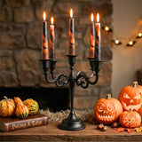 Rely+5-Arm Matte Black Metal Candelabra Halloween Taper Holder Decor