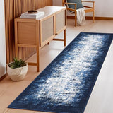 GarveeHome Entryway Rug 2.5x8 Washable Modern Abstract Small Blue