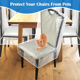 Dining Chair Covers, Waterproof Kitchen Chair Protectors,Clear Plastic Seat Chair Protector,Keep Your Chair Away from Water Dust Stain and Pet Claws W/21 x D/18(Fits 16-23",4 Pack)