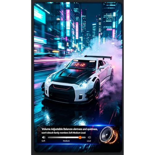 RC Sports Car Alarm Clock, LED Digital Desk Clock with Engine Sound Effects, Remote Control, Spray & Lighting Effects Opening Doors/Hood/Trunk Desk Clock Decor for Adults -White