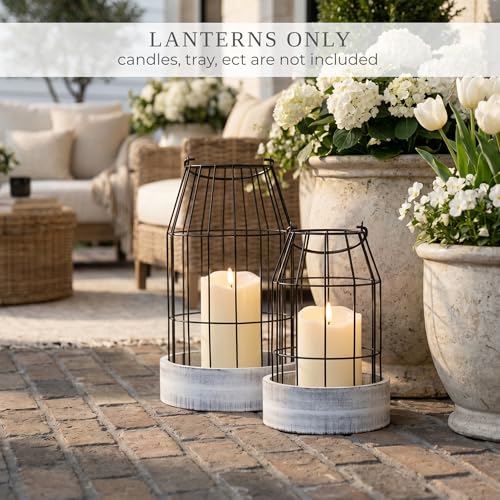 Rustic Farmhouse Lantern Decor Set of 2 - Stylish Decorative Lanterns