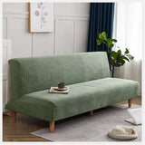 Armless Futon Cover Full Size, Waterproof Futon Couch Slipcovers, Stretch Jacquard Sofa Bed Cover, Furniture Protector with Elastic Bottom (Green 1,Medium(62-75in))