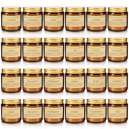 Scented Candle Set 24 Pack, Candle for Home Scented, Odor Eliminating, Stress Relief, Long Lasting Soy Wax Gift Set