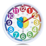 Lafocuse 12 Inch 3D Numbers Silent Kids Wall Clock, Learn to Tell Time Clock for Kids, Rainbow Learning Wall Clock for Kids' Room School Classroom Playroom
