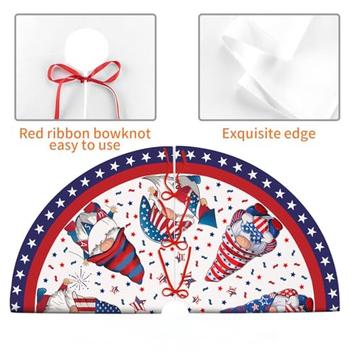 4th of July Decoratios for Tree Skirt Gnome Stars Patriotic America Memorial Day 36in Holiday Tree Skirt Decor for Party Indoor Home