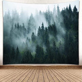 YISURE Misty Forest Tapestry, Foggy Tree Wall Hanging Small Tapestries Nature Pine Woodland Wall Art for Bedroom Living Room, 60‘’W x 40''L