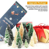 30Pcs Mini Christmas Trees - Artificial Christmas Tree Bottle Brush Trees with 5 Sizes, Snow Trees with Wooden Base for Christmas Party Home Table Craft Decor (GrassGreen+Green+White)