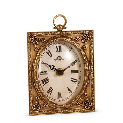 RAZ Imports Antique Gold Clock, 6-inch Height