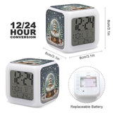 Christmas Snow Globe Alarm Clock Sound Machine with 7 Color Changing Night Light Wake Up Digital Clock Large LED Display Number Alarm Clocks Home Office Bedroom Decor