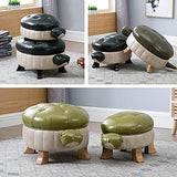 Animal Footstool Turtle Upholstered Pu Leather Pouf, Shoe Changing Stool Sofa Footrest Living Room Storage Stool Footstool with Storage/Green/25 * 66 * 35