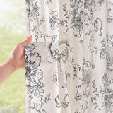 jinchan Floral Curtains for Living Room 84 Inch Length Farmhouse Printed Curtain Rod Pocket Back Tab Black Peony Flower Patterned Drapes Bedroom Window Curtains Set 2 Panels 25% Linen 75% Polyester