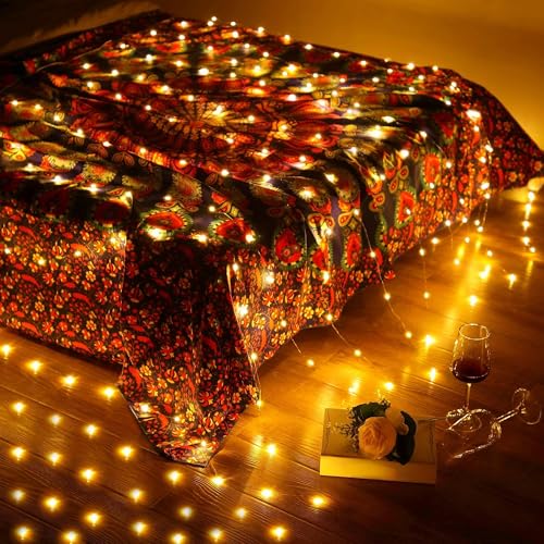 Tuanse 195 LED Curtain Tapestry Lights Backdrop String Lights, 6.5 x 5 Feet Hanging Fairy Curtain Light with 8 Lighting Modes and Remote for Bedroom Window Wall Indoor Outdoor Graduation Decor 1 Pack