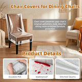 2 Pack Dining Chair Covers, Waterproof Chair Protectors Covers, Plastic Chair Covers for Dining Chairs Keep Chair Away from Stain Water Dust and Pet Claws W/21 x D/18 Fits Seatbacks 16-23"